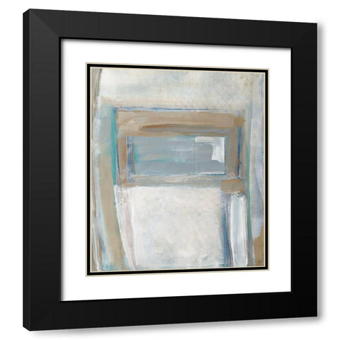 Grey Squares Rectangle I Black Modern Wood Framed Art Print with Double Matting by Pattinian, Merri