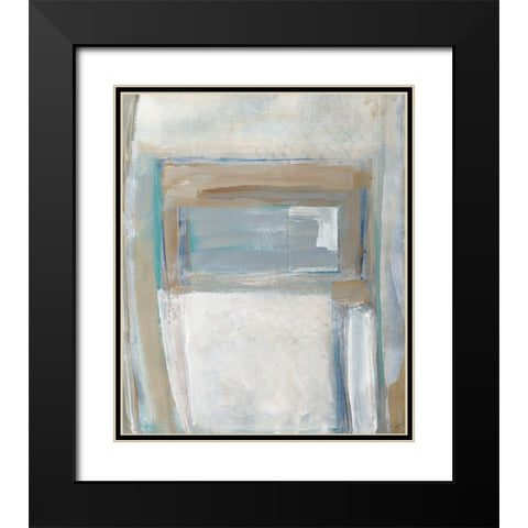 Grey Squares Rectangle I Black Modern Wood Framed Art Print with Double Matting by Pattinian, Merri