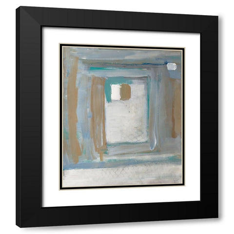 Grey Squares Rectangle II Black Modern Wood Framed Art Print with Double Matting by Pattinian, Merri