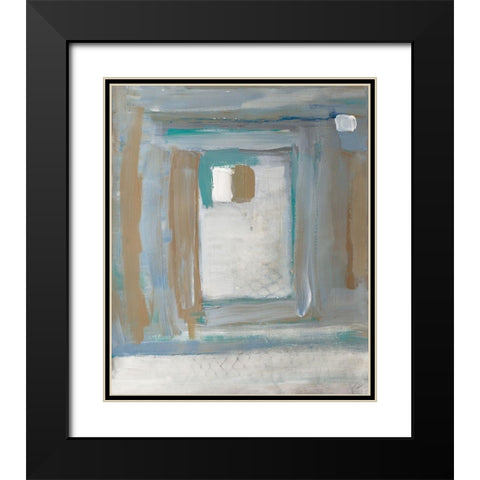 Grey Squares Rectangle II Black Modern Wood Framed Art Print with Double Matting by Pattinian, Merri