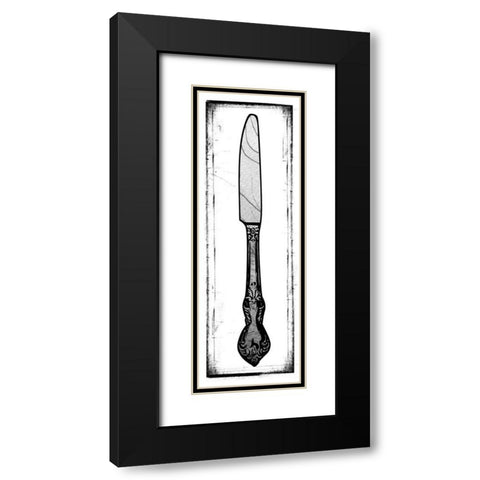 Bon Appetit Knife Black Modern Wood Framed Art Print with Double Matting by Medley, Elizabeth