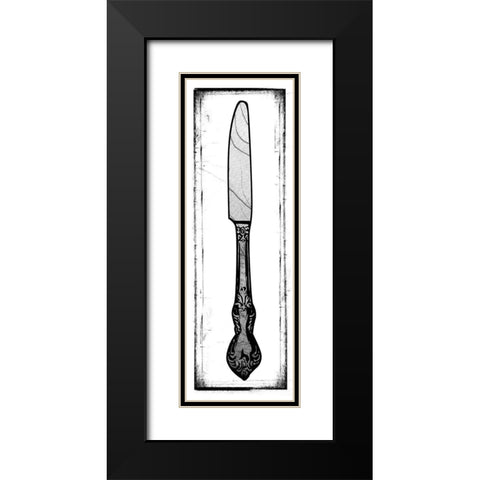 Bon Appetit Knife Black Modern Wood Framed Art Print with Double Matting by Medley, Elizabeth