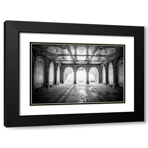 Bethesda Terrace Black Modern Wood Framed Art Print with Double Matting by Bill Carson Photography
