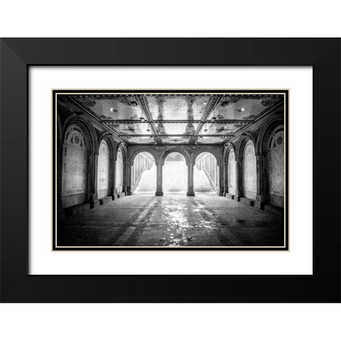 Bethesda Terrace Black Modern Wood Framed Art Print with Double Matting by Bill Carson Photography