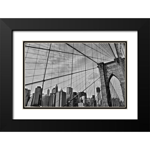 Brooklyn Bridge Black Modern Wood Framed Art Print with Double Matting by Bill Carson Photography