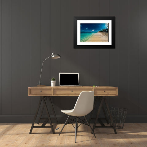 Cayman Islands Beach on Wood Black Modern Wood Framed Art Print with Double Matting by Bill Carson Photography