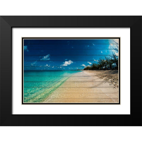 Cayman Islands Beach on Wood Black Modern Wood Framed Art Print with Double Matting by Bill Carson Photography