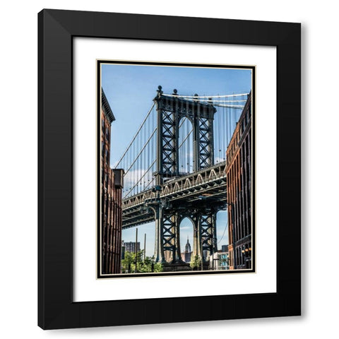 Manhattan Bridge Black Modern Wood Framed Art Print with Double Matting by Bill Carson Photography
