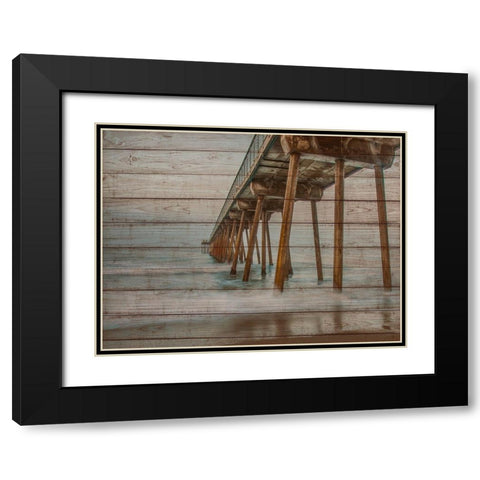 Pier on Wood I Black Modern Wood Framed Art Print with Double Matting by Bill Carson Photography
