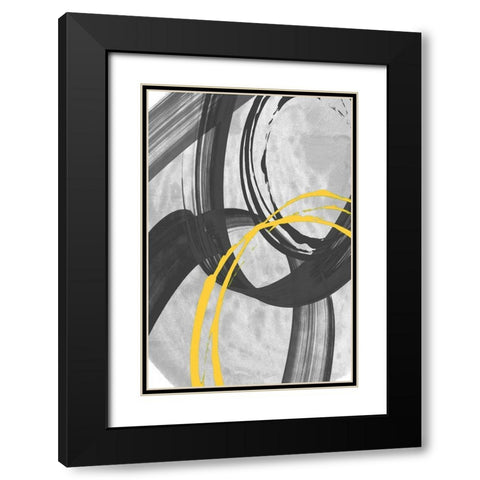 Grey Winds Abstract Black Modern Wood Framed Art Print with Double Matting by Meneely, Dan
