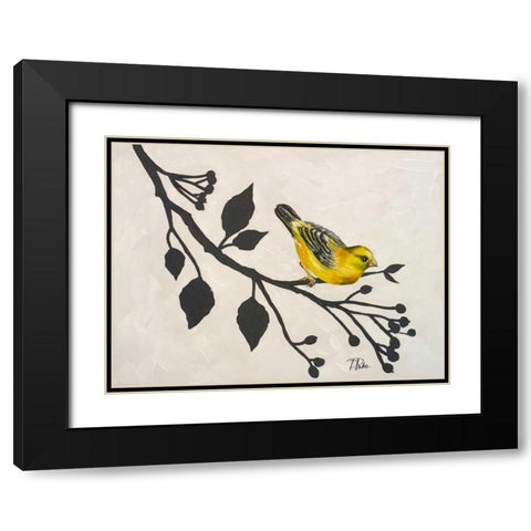 Yellow Bird On the Branch I Black Modern Wood Framed Art Print with Double Matting by Pinto, Patricia