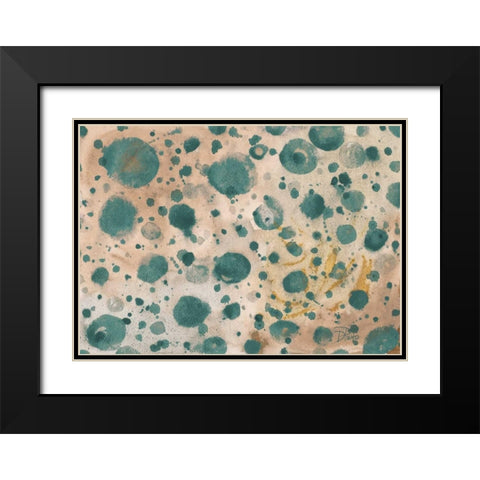 Rustic Turquoise Dots Black Modern Wood Framed Art Print with Double Matting by Pinto, Patricia