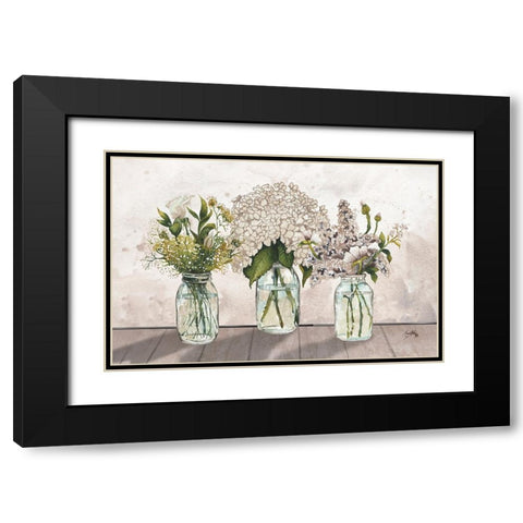 Jars Of Wildflowers Black Modern Wood Framed Art Print with Double Matting by Medley, Elizabeth