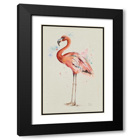 Flamingo in Shape Black Modern Wood Framed Art Print with Double Matting by Pinto, Patricia