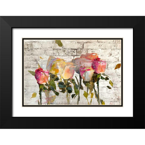 Long Stems on Brick Black Modern Wood Framed Art Print with Double Matting by Loreth, Lanie
