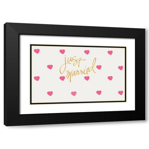 Just Married Black Modern Wood Framed Art Print with Double Matting by SD Graphics Studio