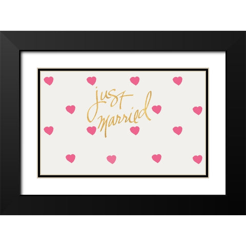 Just Married Black Modern Wood Framed Art Print with Double Matting by SD Graphics Studio
