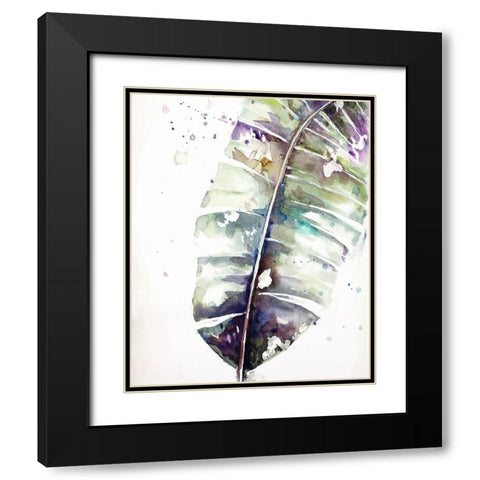 Watercolor Plantain Leaves with Purple II Black Modern Wood Framed Art Print with Double Matting by Pinto, Patricia
