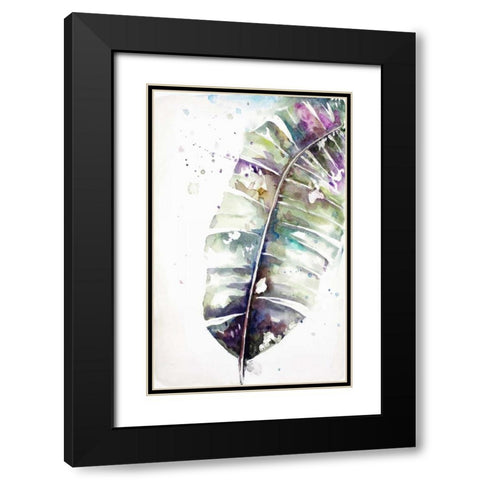 Watercolor Plantain Leaves with Purple II Black Modern Wood Framed Art Print with Double Matting by Pinto, Patricia