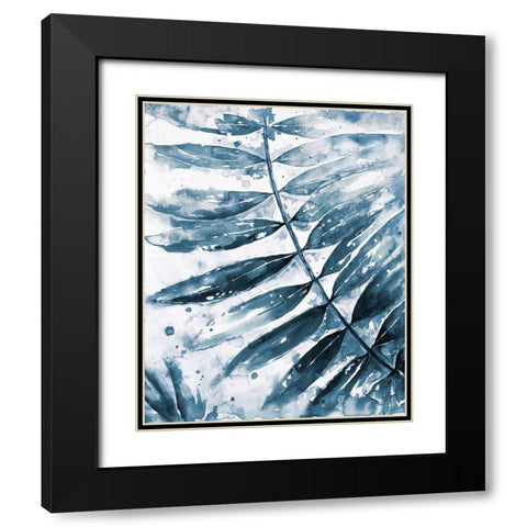 Blue Jungle Leaf II Black Modern Wood Framed Art Print with Double Matting by Pinto, Patricia