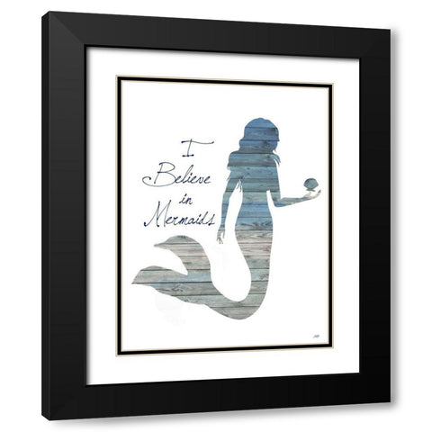 I Believe in Mermaids Black Modern Wood Framed Art Print with Double Matting by DeRice, Julie