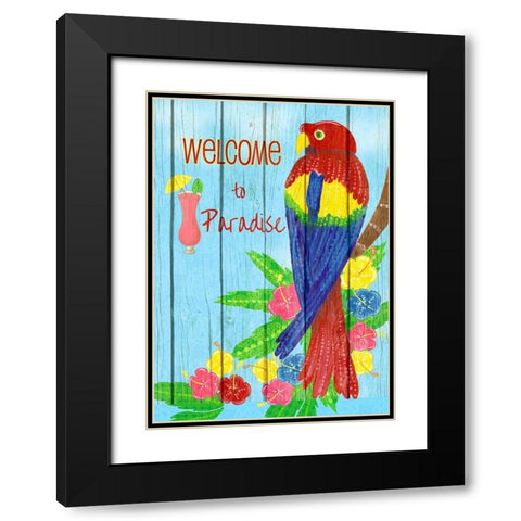 Parrot Party II Black Modern Wood Framed Art Print with Double Matting by Metz, Andi