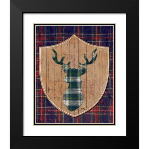 Tartan Shield On Plaid II Black Modern Wood Framed Art Print with Double Matting by Medley, Elizabeth