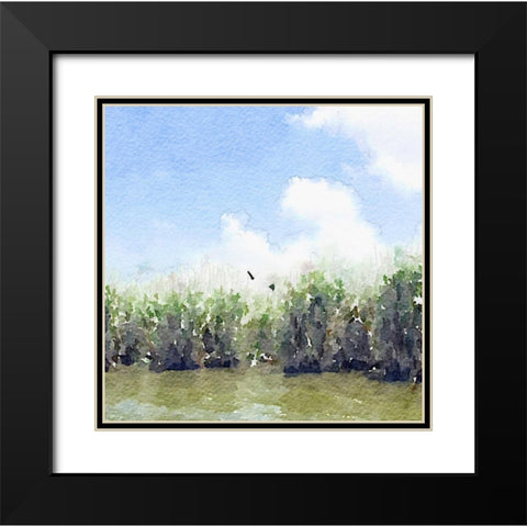 Watercolor Black Hammock Lake Black Modern Wood Framed Art Print with Double Matting by James, Nola