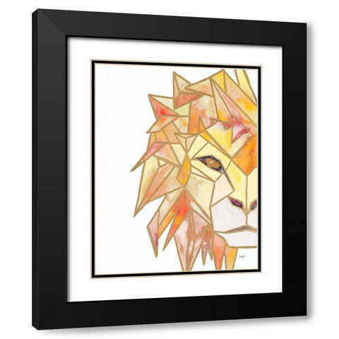 Retro Lion Black Modern Wood Framed Art Print with Double Matting by James, Nola
