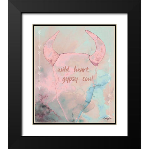 Wild Heart Gypsy Soul Black Modern Wood Framed Art Print with Double Matting by Papa, Kat