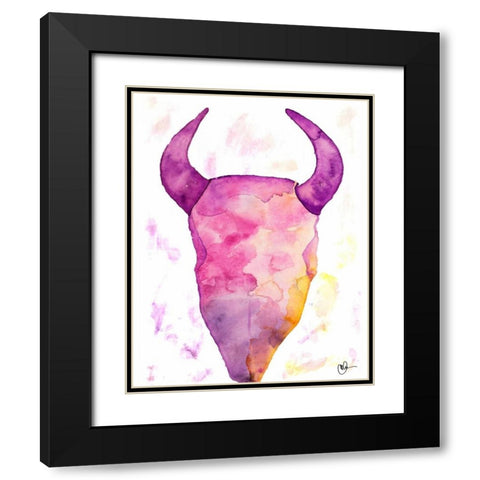 Water Color Skull Black Modern Wood Framed Art Print with Double Matting by Papa, Kat