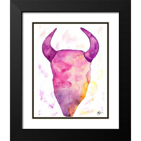 Water Color Skull Black Modern Wood Framed Art Print with Double Matting by Papa, Kat
