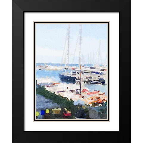 Watercolor Naples Black Modern Wood Framed Art Print with Double Matting by James, Nola