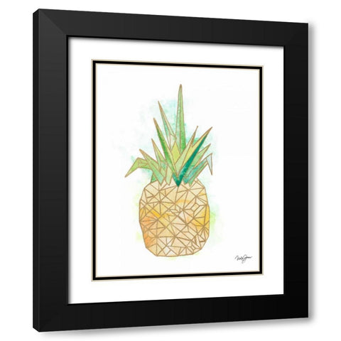 Watercolor Origami Pineapple Black Modern Wood Framed Art Print with Double Matting by James, Nola