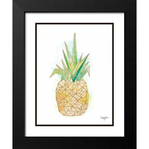 Watercolor Origami Pineapple Black Modern Wood Framed Art Print with Double Matting by James, Nola