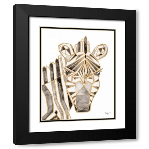 Retro Zebra Black Modern Wood Framed Art Print with Double Matting by James, Nola