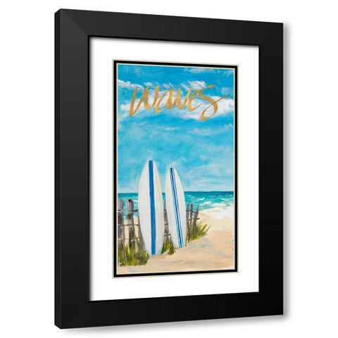 Waves and Surf Black Modern Wood Framed Art Print with Double Matting by DeRice, Julie