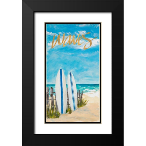 Waves and Surf Black Modern Wood Framed Art Print with Double Matting by DeRice, Julie