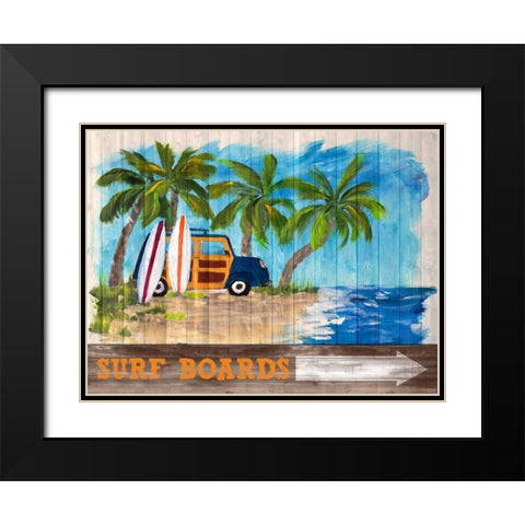 Surf Boards Black Modern Wood Framed Art Print with Double Matting by DeRice, Julie