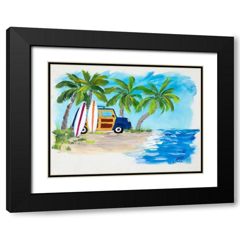Tropical Vacation II Black Modern Wood Framed Art Print with Double Matting by DeRice, Julie