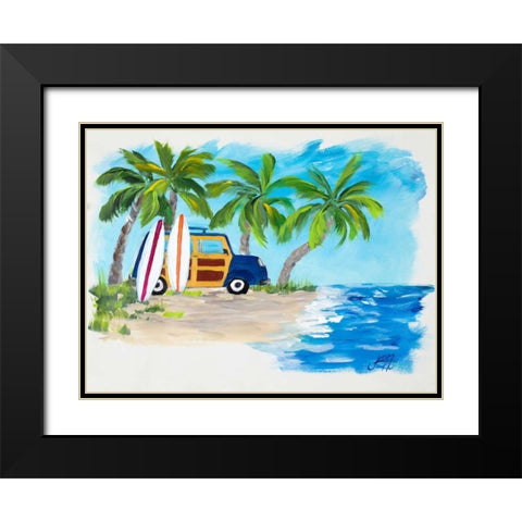 Tropical Vacation II Black Modern Wood Framed Art Print with Double Matting by DeRice, Julie