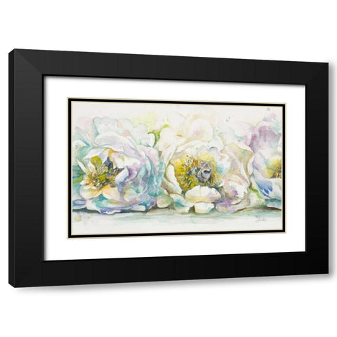 The Three Peonies Black Modern Wood Framed Art Print with Double Matting by Pinto, Patricia