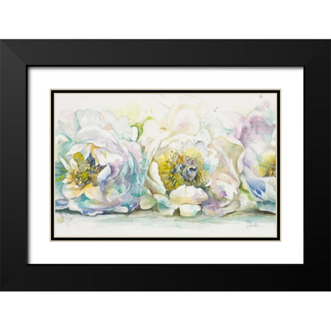 The Three Peonies Black Modern Wood Framed Art Print with Double Matting by Pinto, Patricia