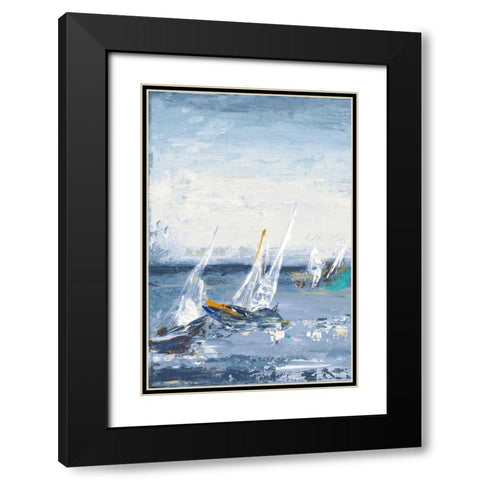 Blue Water Adventure I Black Modern Wood Framed Art Print with Double Matting by Pinto, Patricia
