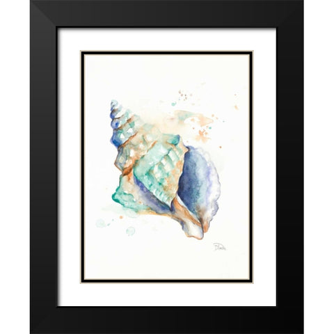 Blue Shell Black Modern Wood Framed Art Print with Double Matting by Pinto, Patricia