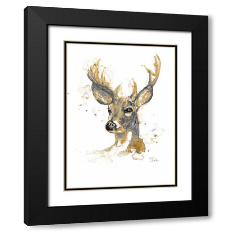 Gold Antlers I Black Modern Wood Framed Art Print with Double Matting by Pinto, Patricia