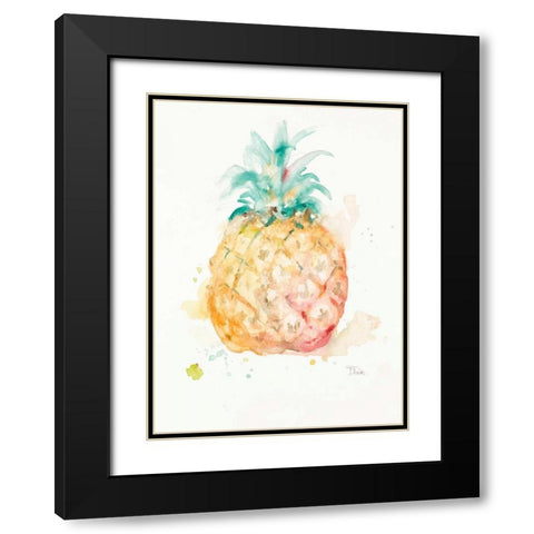Water Pineapple Black Modern Wood Framed Art Print with Double Matting by Pinto, Patricia