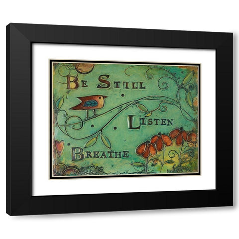Be Still Bird Black Modern Wood Framed Art Print with Double Matting by Kinnison, Carolyn