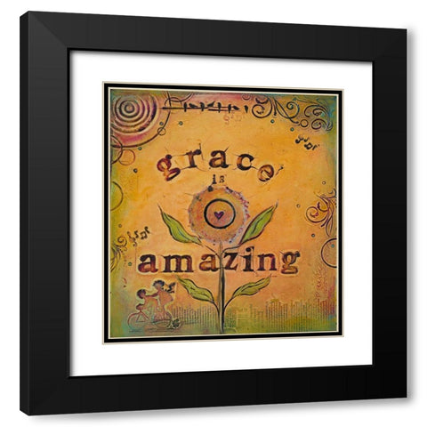 Grace is Amazing Black Modern Wood Framed Art Print with Double Matting by Kinnison, Carolyn