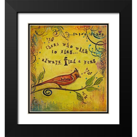 Wish to Sing Black Modern Wood Framed Art Print with Double Matting by Kinnison, Carolyn